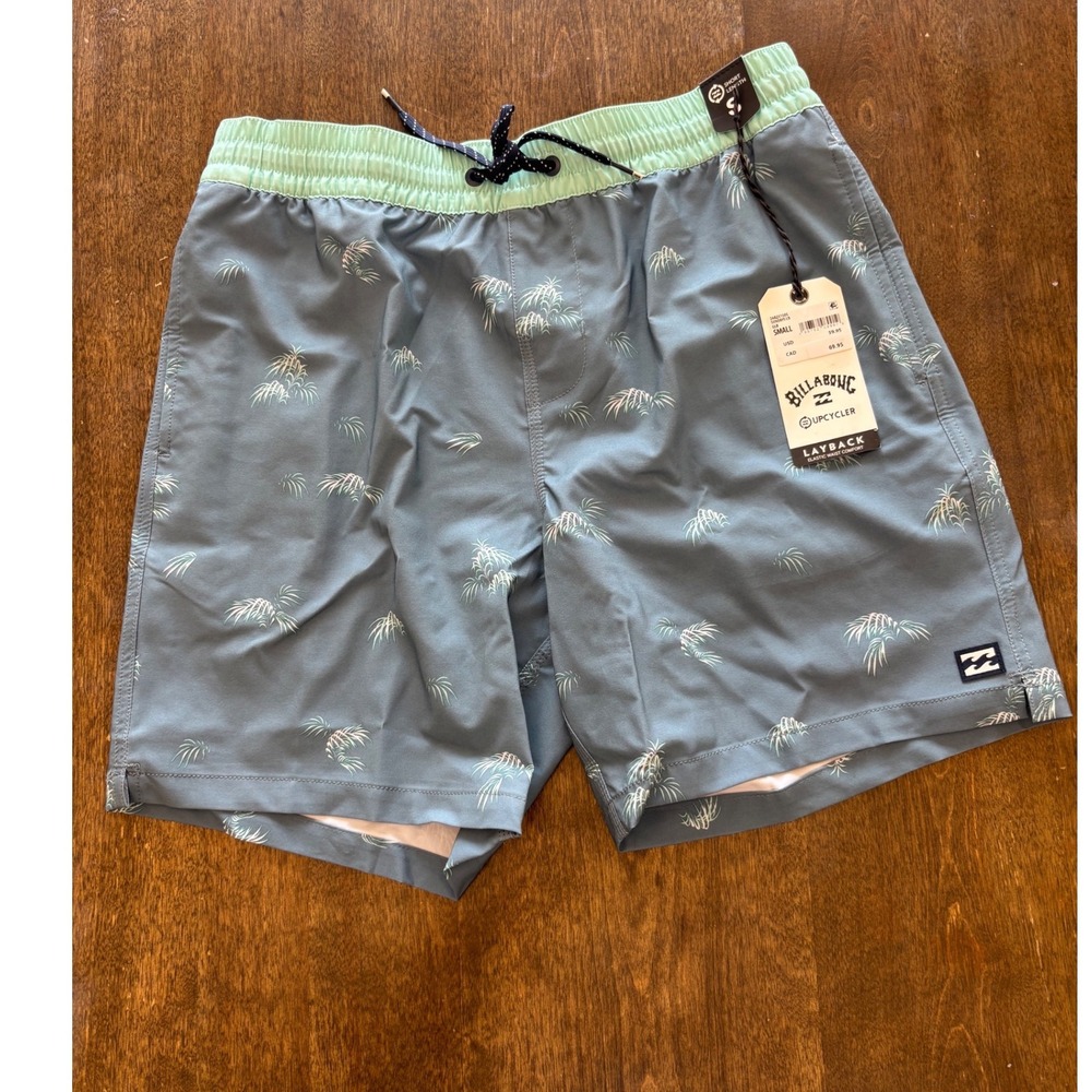 Billabong Sundays Layback Board Shorts Mens Small Blue Palm Upcycler 24A251505